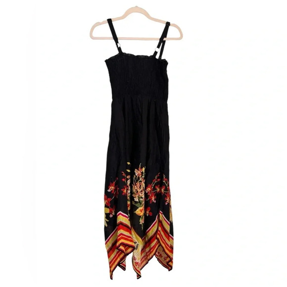 Soft Surroundings Black Maya Riviera Smocked Floral Tropical Vacation Maxi Dress - Picture 3 of 7